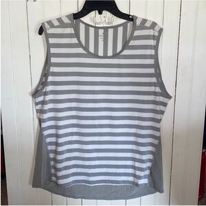 Athleta Athletic Tank Top White Grey Stripes Size XL